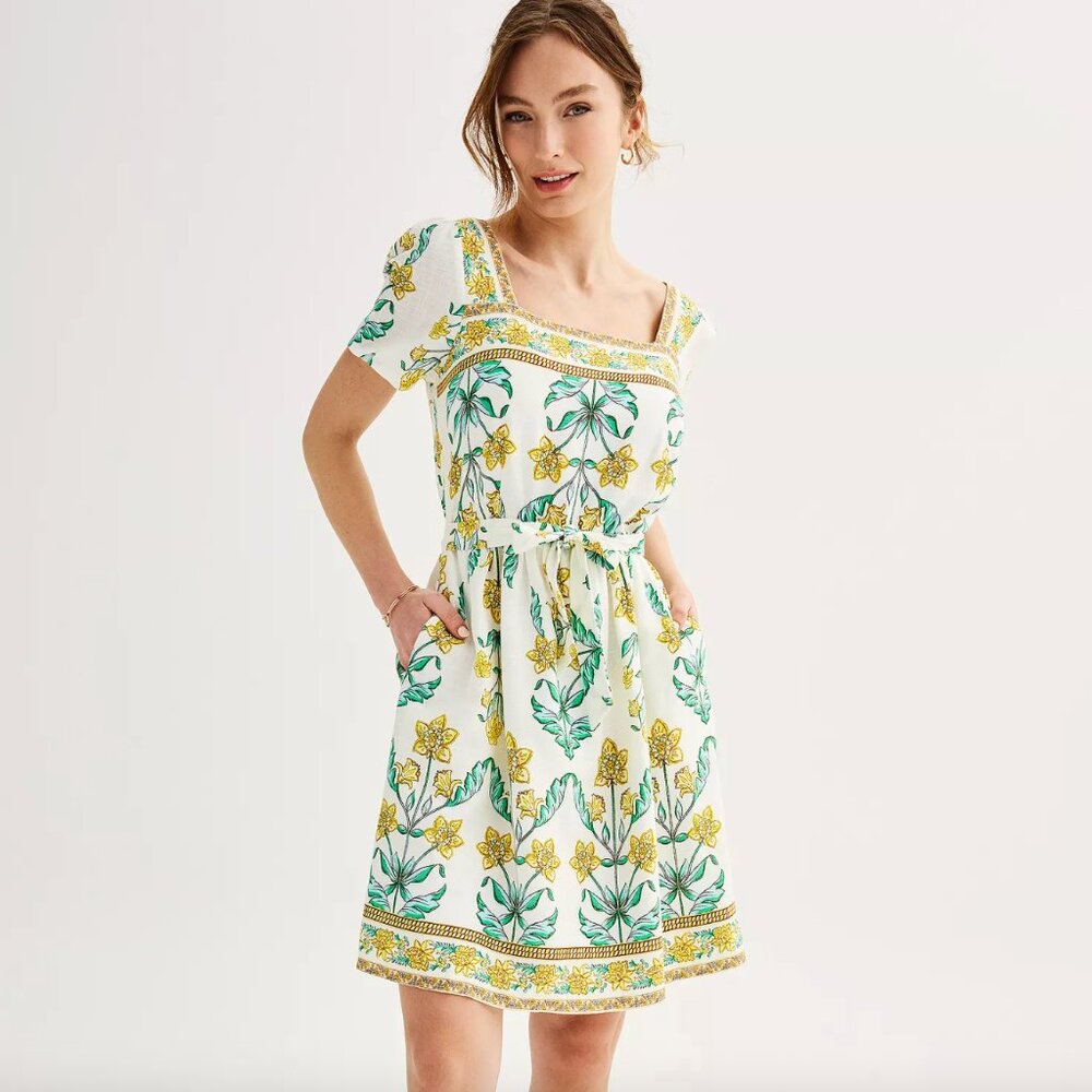 Draper James Short Sleeve Squareneck Dress Size XS